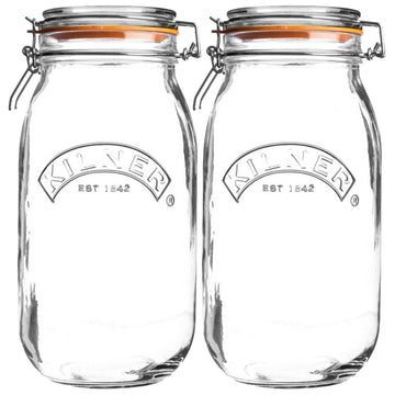 2Pcs Kilner 1.5L Round Clip Top Glass Storage Jars
