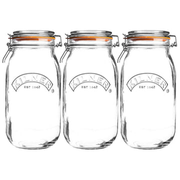 3Pcs Kilner 1.5L Round Clip Top Glass Storage Jars