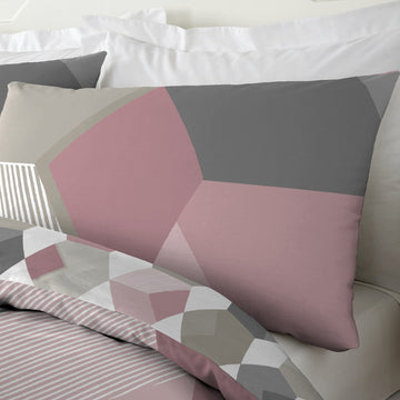 Geometric King Duvet Cover Set Hexagon Blush Pink & Grey