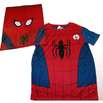 Spiderman Kids Official Superhero T-shirt & 3D Pullstring Bag