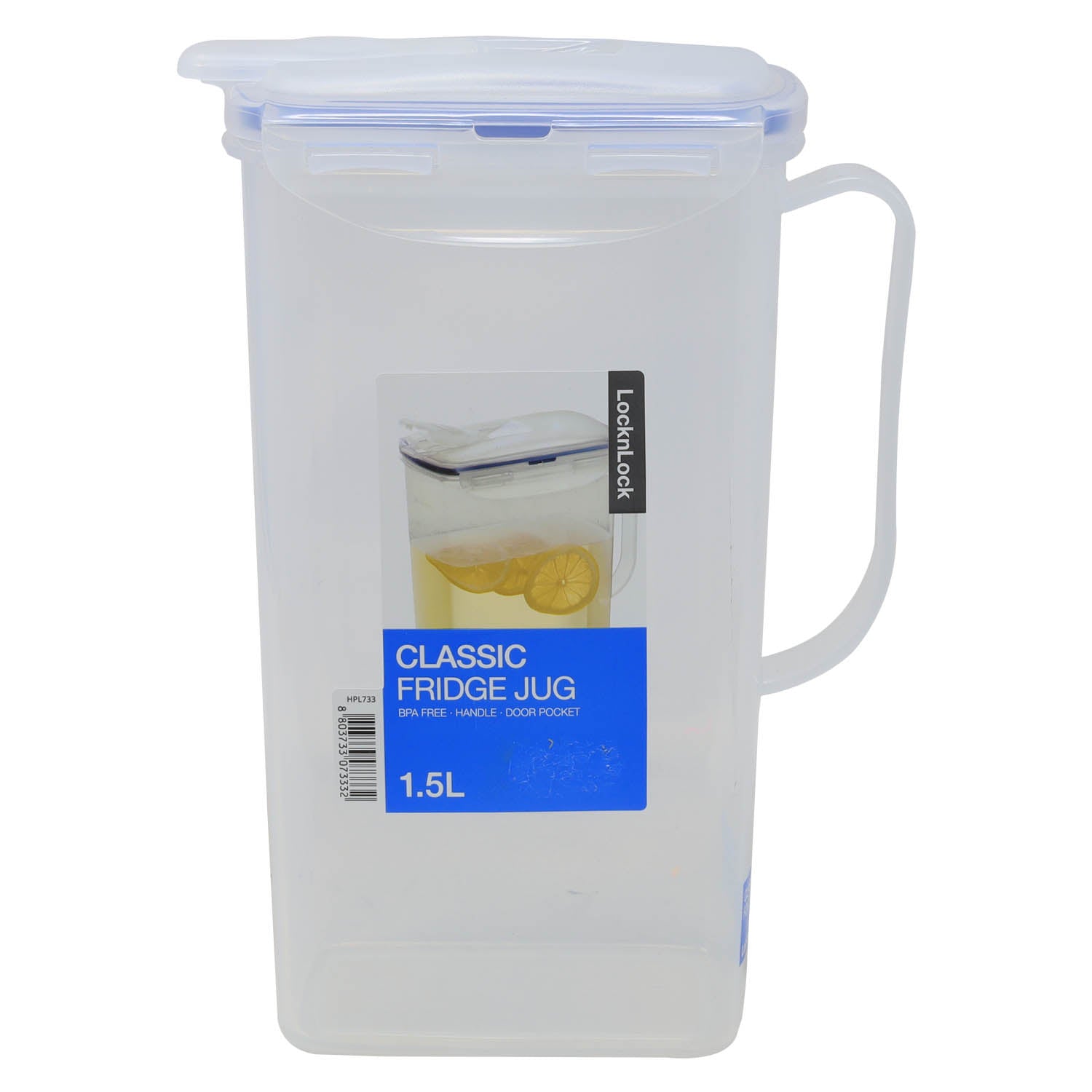 2x1.3L x Clip & Lock Clear Plastic Kitchen Fridge Milk Juice Drinks Storage  Jug