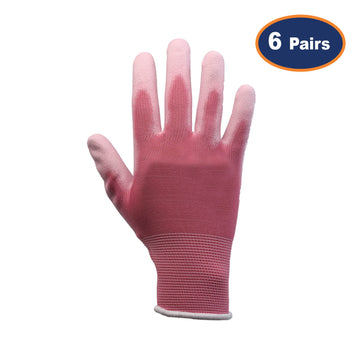 6Pcs XS Size PU Palm Pink Safety Glove