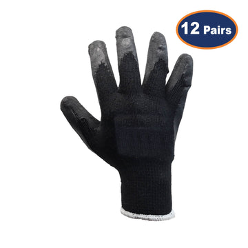 12Pcs X-Large Size Latex Grip Black Protection Glove