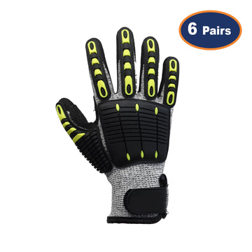 6Pcs XL Size Black Anti Impact Cut Resistant Work Glove