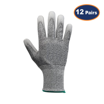 12Pcs Small Size Grey MR Cut Resistance PU Palm Glove
