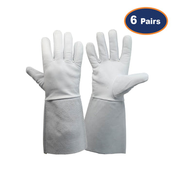 6Pcs Large Size Grey Work Gloves Tig Welding Gauntlet