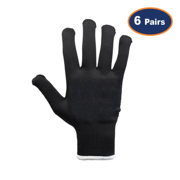 6Pcs Medium Size Polka Dot Black/Red Work Gloves