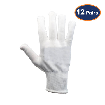 12Pcs Small Size Polka Dot White/Blue Work Gloves