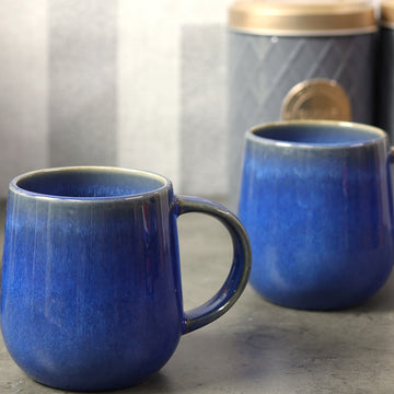 350ml Stoneware Reactive Glazed Blue Gloss Mug Coffee Tea