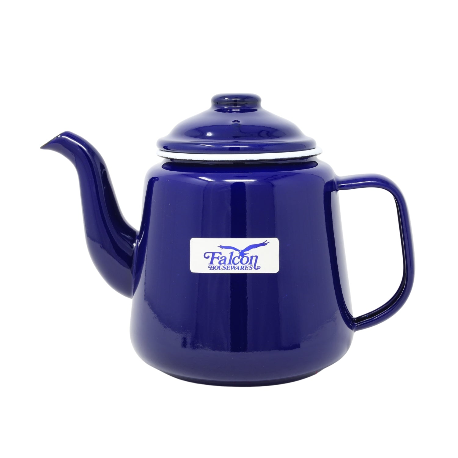 14cm Blue Enamel Teapot with White Rim