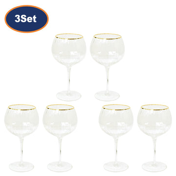 6Pcs 600ml Clear Gold Rim Gin Glasses