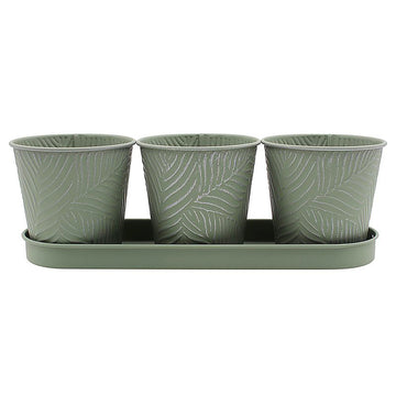 3pc Pastel Green 0.6L Metal Planter Pots