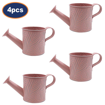 4Pcs 0.65L 10cm Pastel Pink Metal Watering Can Planter