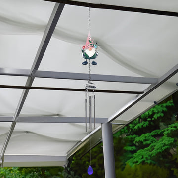 Bright Eyes Pink Gnome Garden Wind Chime