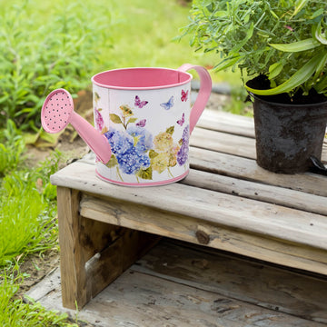 Butterfly Blossom Metal Watering Can Planter