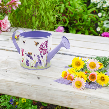 Lavender & Bees Metal Watering Can Planter