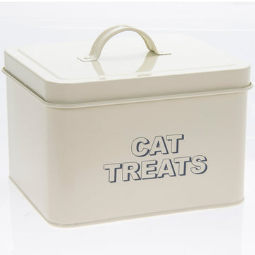 2Pcs Cream Metal Cat Food Storage