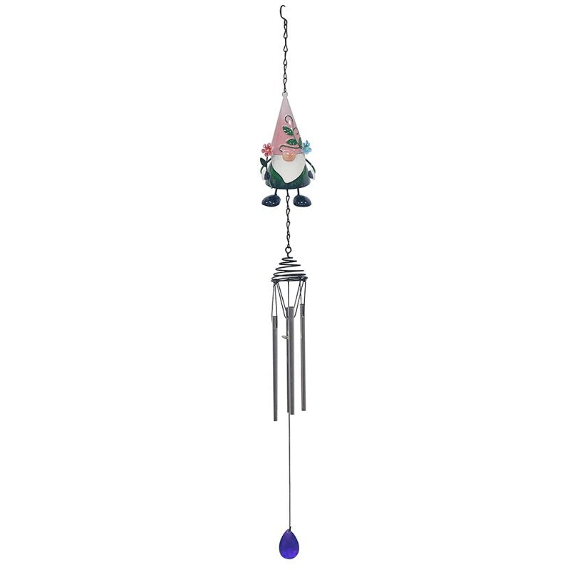 Bright Eyes Pink Gnome Garden Wind Chime