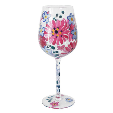 600ml Pink Gerberas Flowers Wine Glass