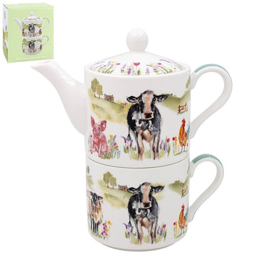 Farmyard Animals Ceramic Single Serve Tea For One