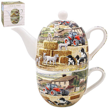 Collie & Sheep Ceramic Single Serve Tea For One