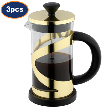 3Pcs Classico Cafetiere 800ml 6 Cup Gold French Coffee Press