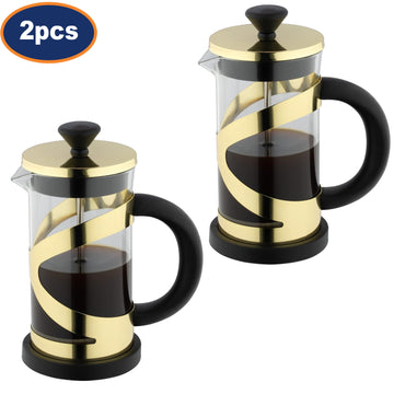 2Pcs Classico Cafetiere 800ml 6 Cup Gold French Coffee Press
