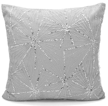 Luxury Sparkle Shimmer Sequin Filled Cushion - Marini Silver Grey