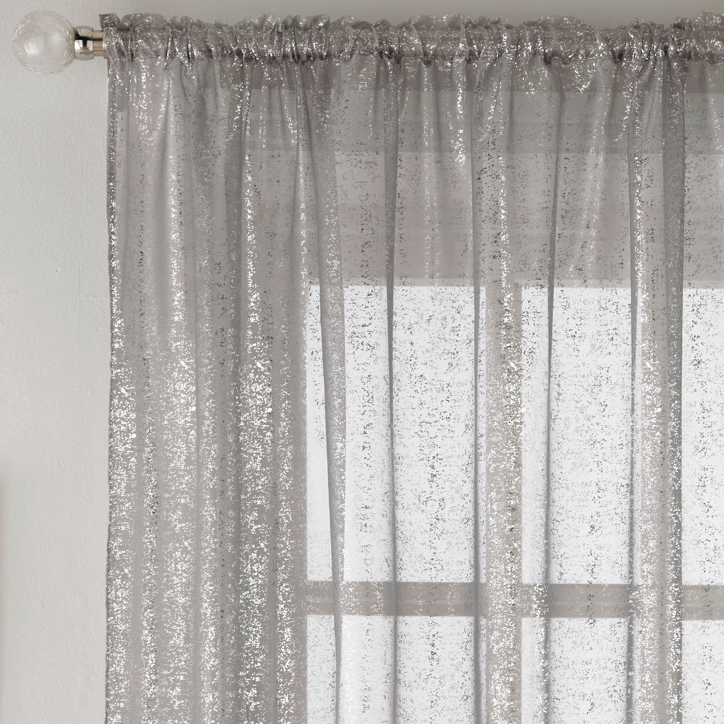 55x72" Pandora Voile Net Curtains Panel - Grey & Silver