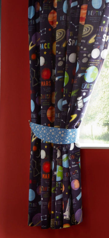Planets Space Ship Lined Curtains 66