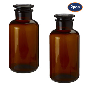 2pc 1000ml Apothecary Amber Glass Storage Jar Set