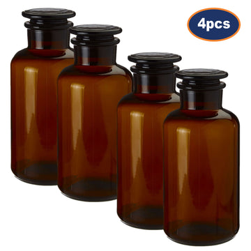 4pc 1000ml Apothecary Amber Glass Storage Jar Set