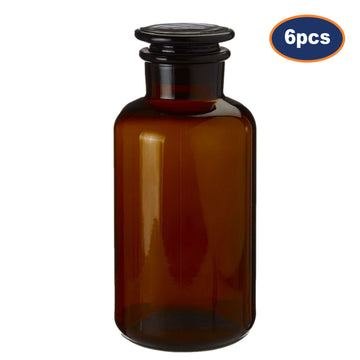 6pc 1000ml Apothecary Amber Glass Storage Jar Set