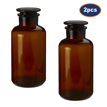 2pc 125ml Apothecary Amber Glass Storage Jar Set