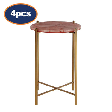 4Pcs Rita Pink Quartz Side Tables