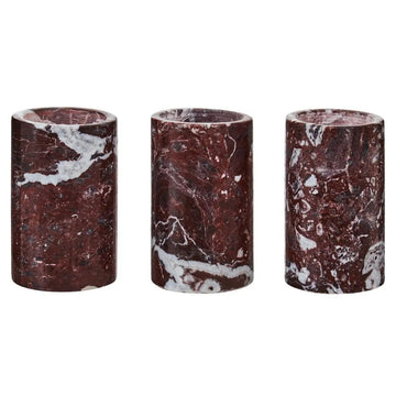 Marmo Set of 3 Red Marble Tealight Holders