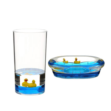 2-pc Toothbrush Holder & Tumbler with Floating Ducks