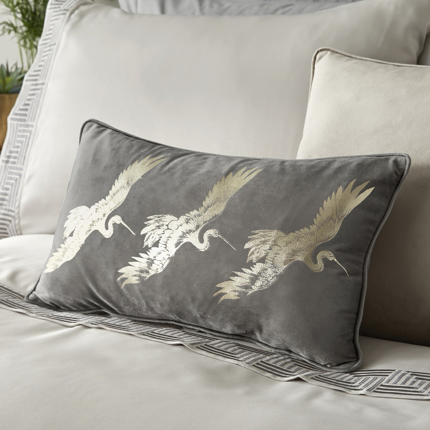 Grey boudoir clearance cushion