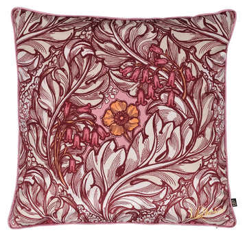 Laurence Llewelyn-Bowen Velvet Floral Cushion Cover 55x55cm - Red
