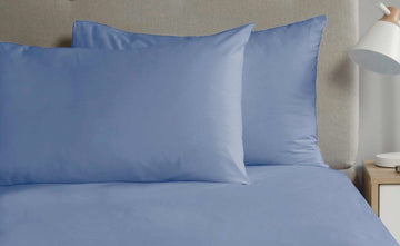 2 x Percale Housewife Pillow Cases Blue