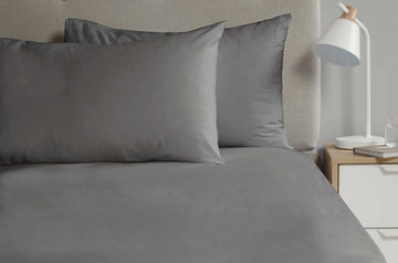 2 x Percale Housewife Pillow Cases Charcoal Grey