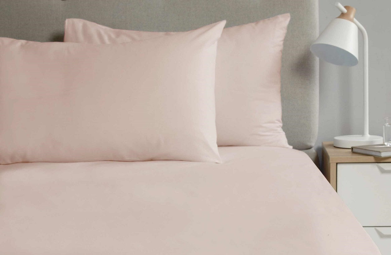 2 x Percale Housewife Pillow Cases Blush Pink
