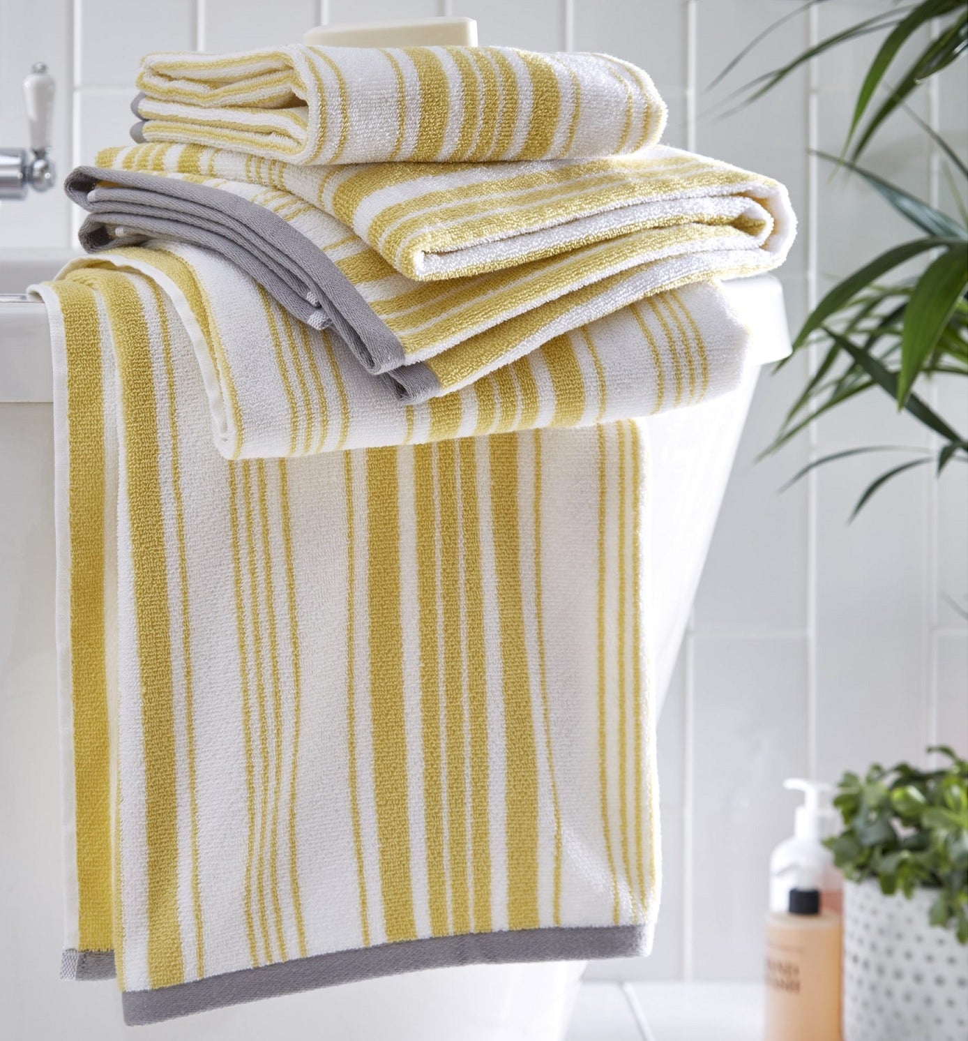 Yellow and grey hand towels sale