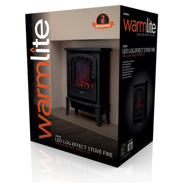 Warmlite 2000W Black LED Stove Fire Flame Effect Radiator