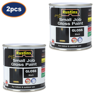 2Pcs Rustins 250ml Black Quick Dry Gloss Paint