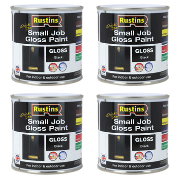 4Pcs Rustins 250ml Black Quick Dry Gloss Paint
