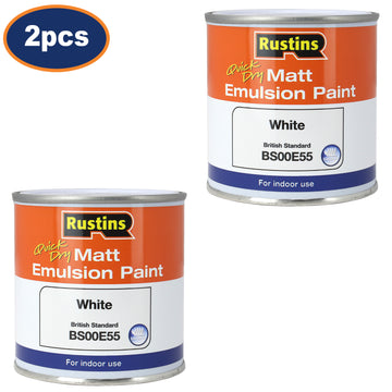 2Pcs Rustins 250ml Matte White Quick Dry Emulsion Paint