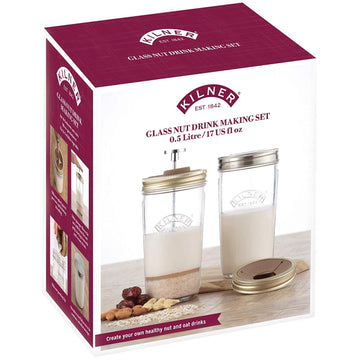 2Pcs Kilner 500ml Wide Mouth Glass Nut Drink Maker Storage Jars