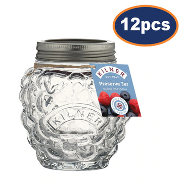 12Pcs Kilner 400ml Airtight Berry Fruit Design Glass Storage Jar
