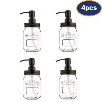 4Pcs Kilner 500ml Glass Liquid Soap Pump Dispensers